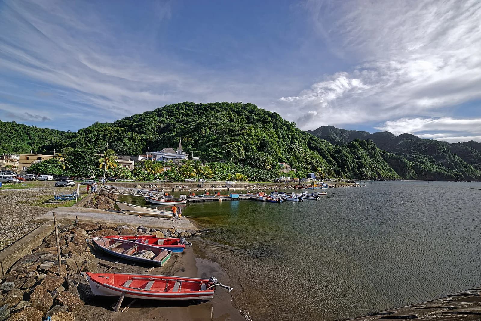 Port de pêche traditionnel de Grand'Rivière, dans le nord de la Martinique